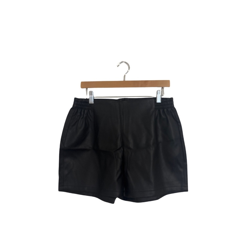 Black Faux Leather Women's Shorts